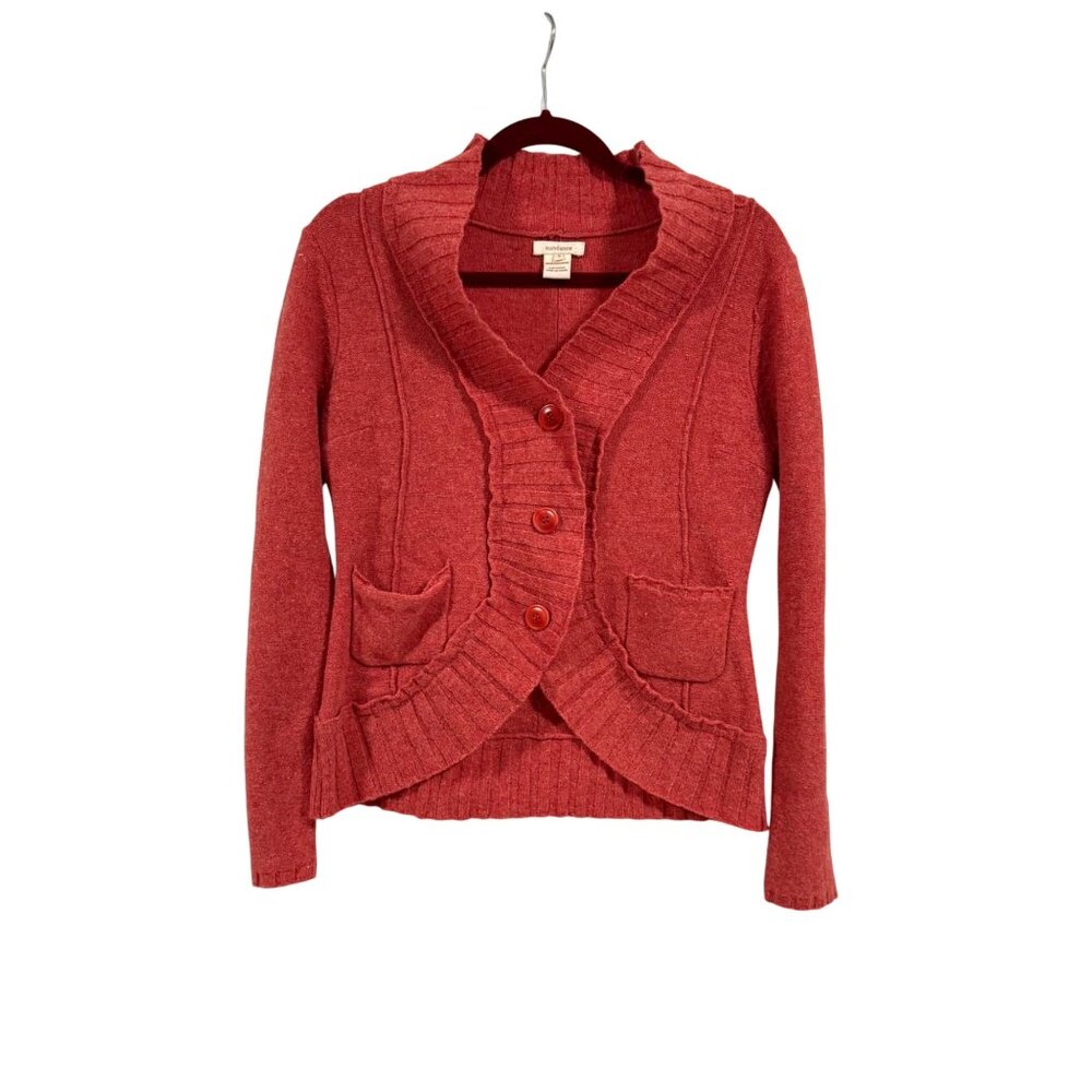 Sundance Heather‎ Red Ruffle Cardigan Size S